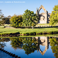 Buy canvas prints of Bolton Abbey Reflections Yorkshire Dales pano by Pearl Bucknall