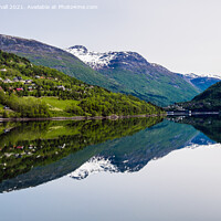 Buy canvas prints of Sea Reflections in a Norwegian Fjord Norway by Pearl Bucknall
