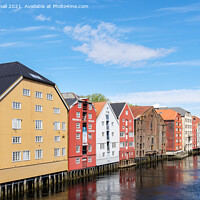 Buy canvas prints of Colourful Trondheim Old Town Norway by Pearl Bucknall