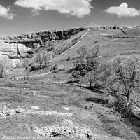 Buy canvas prints of Malham Cove Yorkshire Dales Black and White by Pearl Bucknall