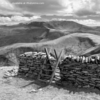 Buy canvas prints of Snowdon from Moel Eilio Landscape Black and White by Pearl Bucknall