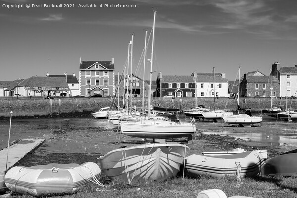 Aberaeron Wales Black and White Picture Board by Pearl Bucknall