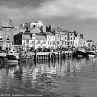 Buy canvas prints of Weymouth Harbour Dorset Black and White by Pearl Bucknall