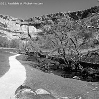 Buy canvas prints of Pennine Way Malham Cove Yorkshire Black and White by Pearl Bucknall