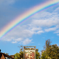Buy canvas prints of Rainbow Over Chalfont St Giles by Pearl Bucknall