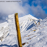 Buy canvas prints of Rhyd Ddu Path to Snowdon in Winter Snow Wales by Pearl Bucknall