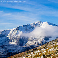 Buy canvas prints of Snow-capped Y Garn Mountain Snowdonia Wales by Pearl Bucknall
