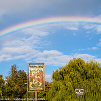 Buy canvas prints of Rainbow over Chalfont St Giles Buckinghamshire by Pearl Bucknall