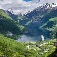 Buy canvas prints of High View above Geiranger Fjord on Norway Coast by Pearl Bucknall