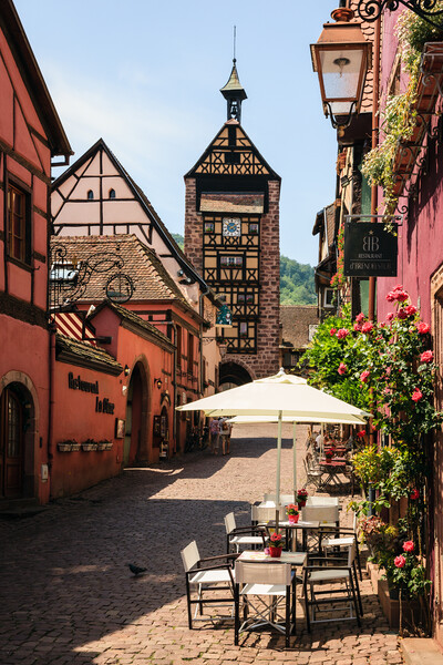 French Cafe Riquewihr France Picture Board by Pearl Bucknall