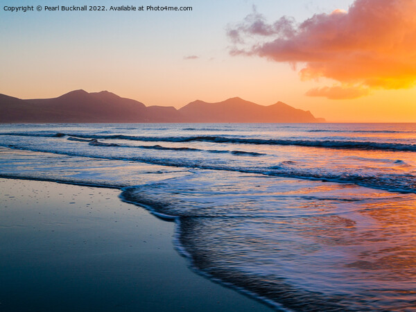 Magical Sunset at Dinas Dinlle Beach Seascape Picture Board by Pearl Bucknall