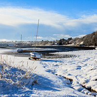 Buy canvas prints of Snow in Red Wharf Bay Anglesey by Pearl Bucknall