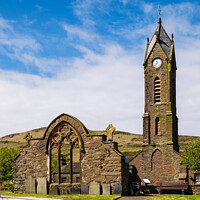 Buy canvas prints of St Peter's Church and Clock Tower in Peel Isle of  by Pearl Bucknall