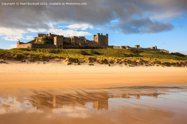 Bamburgh Castle and Beach Northumberland Picture Board by Pearl Bucknall