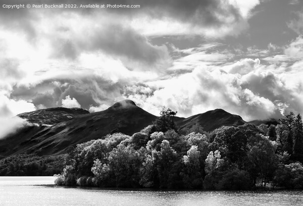 Cat Bells or Catbells Derwentwater Black and White Picture Board by Pearl Bucknall