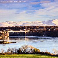 Buy canvas prints of Menai Strait and Snowdonia in Winter Anglesey  by Pearl Bucknall