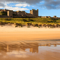 Buy canvas prints of Bamburgh Castle and Beach Northumberland by Pearl Bucknall