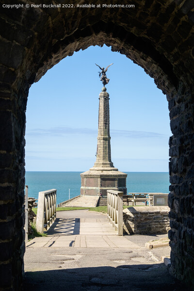 Aberystwyth War Memorial from the Castle Picture Board by Pearl Bucknall