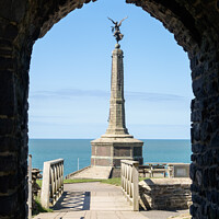 Buy canvas prints of Aberystwyth War Memorial from the Castle by Pearl Bucknall