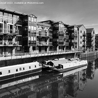 Buy canvas prints of River Aire Leeds Yorkshire Black and White by Pearl Bucknall