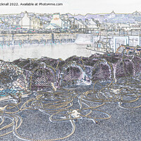 Buy canvas prints of Portpatrick Harbour Dumfries and Galloway Sketch by Pearl Bucknall
