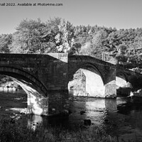 Buy canvas prints of Barden Bridge River Wharfe Yorkshire Dales Mono by Pearl Bucknall
