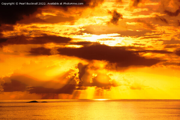 Dramatic Sunset over Sea - Posterised Picture Board by Pearl Bucknall