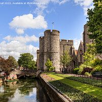 Buy canvas prints of River Stour and Westgate towers Canterbury Kent by Pearl Bucknall
