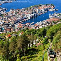 Buy canvas prints of Bergen from Mount Floyen Norway by Pearl Bucknall