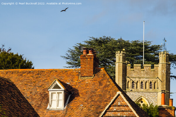Red Kite Over Hambleden Village Buckinghamshire Picture Board by Pearl Bucknall