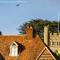 Buy canvas prints of Red Kite Over Hambleden Village Buckinghamshire by Pearl Bucknall