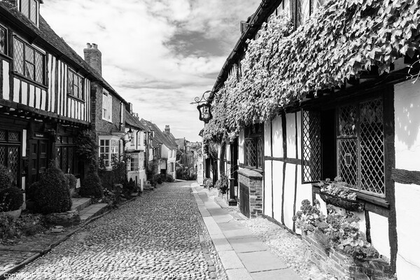 Mermaid Street Rye East Sussex Black and White Picture Board by Pearl Bucknall