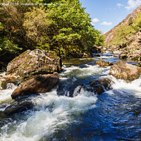 Buy canvas prints of Afon Glaslyn River in Aberglaslyn Pass Snowdonia by Pearl Bucknall