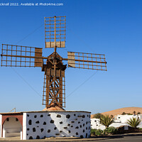 Buy canvas prints of Wooden Windmill in Teguise Lanzarote by Pearl Bucknall