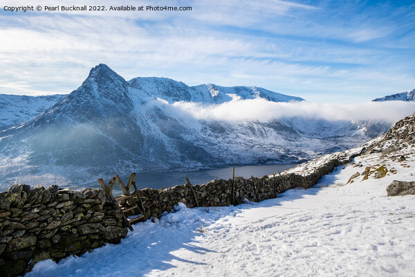 Tryfan and Ogwen Valley, Snowdonia in winter Picture Board by Pearl Bucknall