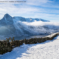 Buy canvas prints of Tryfan and Ogwen Valley, Snowdonia in winter by Pearl Bucknall