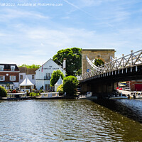 Buy canvas prints of River Thames and Marlow Suspension Bridge by Pearl Bucknall