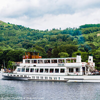 Buy canvas prints of Windermere Lake Cruise Boat Teal by Pearl Bucknall