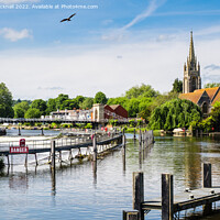 Buy canvas prints of Red Kite over River Thames Marlow Buckinghamshire by Pearl Bucknall