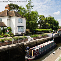 Buy canvas prints of Narrowboat in Marlow Lock, River Thames by Pearl Bucknall