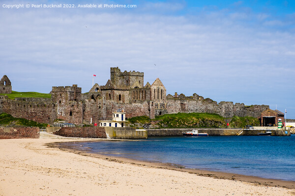 Peel Castle and Beach Isle of Man Picture Board by Pearl Bucknall