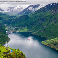 Buy canvas prints of Geiranger Fjord from Waterfall Viewpoint Norway by Pearl Bucknall