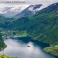 Buy canvas prints of Geiranger Fjord from Waterfall Viewpoint Norway by Pearl Bucknall