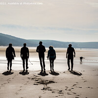 Buy canvas prints of Walking the Dog on Woolacombe Beach by Pearl Bucknall