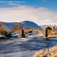 Buy canvas prints of Llanrwst Bridge and Conwy River in Winter by Pearl Bucknall
