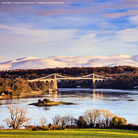 Buy canvas prints of Menai Bridge in Winter Anglesey Coast Wales by Pearl Bucknall