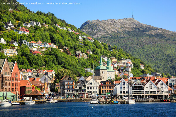 Approaching Bergen Old Town Norway Picture Board by Pearl Bucknall