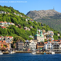 Buy canvas prints of Approaching Bergen Old Town Norway by Pearl Bucknall