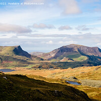 Buy canvas prints of Panoramic View from Yr Aran to Nantlle Ridge Snowd by Pearl Bucknall