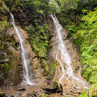 Buy canvas prints of Grey Mares Tail Waterfall Llanrwst by Pearl Bucknall